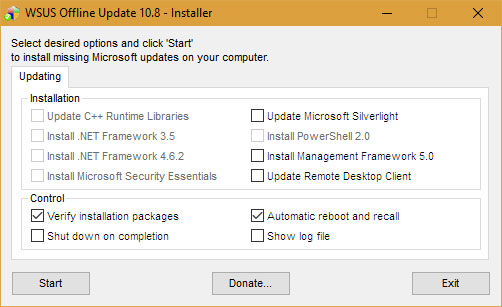 update installer finestra